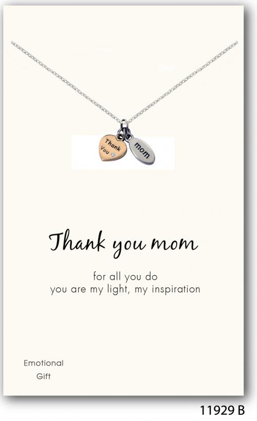 Thankyou mom silver pendant